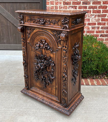 Antique French Jam Cabinet Carved Oak Renaissance Revival ROSES TALL SLIM SUPERB