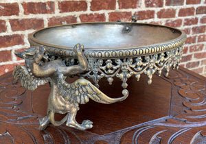 Antique Silvered Bronze Bowl Dragons Griffins Renaissance Revival Centerpiece