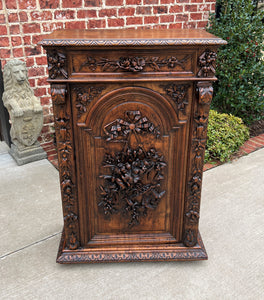 Antique French Jam Cabinet Carved Oak Renaissance Revival ROSES TALL SLIM SUPERB