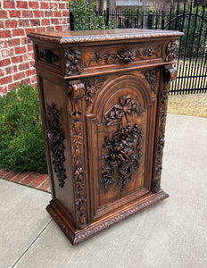 Antique French Jam Cabinet Carved Oak Renaissance Revival ROSES TALL SLIM SUPERB