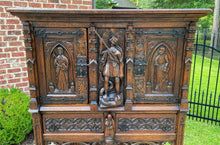 Load image into Gallery viewer, Antique French Cabinet Vestry Wine Sacristy Cabinet St George Dragon Oak GOTHIC