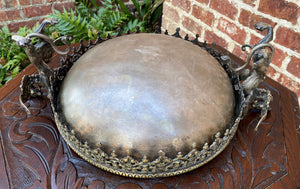 Antique Silvered Bronze Bowl Dragons Griffins Renaissance Revival Centerpiece