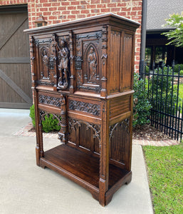 Antique French Cabinet Vestry Wine Sacristy Cabinet St George Dragon Oak GOTHIC