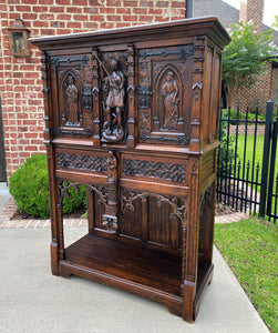 Antique French Cabinet Vestry Wine Sacristy Cabinet St George Dragon Oak GOTHIC