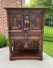 Load image into Gallery viewer, Antique French Cabinet Vestry Wine Sacristy Cabinet St George Dragon Oak GOTHIC