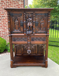 Antique French Cabinet Vestry Wine Sacristy Cabinet St George Dragon Oak GOTHIC