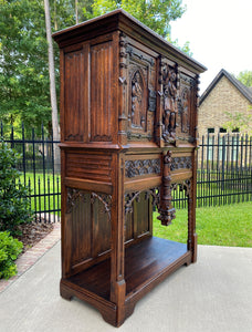 Antique French Cabinet Vestry Wine Sacristy Cabinet St George Dragon Oak GOTHIC