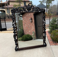 Load image into Gallery viewer, Antique French Mirror Pier Mantel Carved Oak Victorian Era LARGE