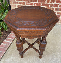 Load image into Gallery viewer, Antique French Octagonal Table Renaissance Revival Carved Oak 19th C