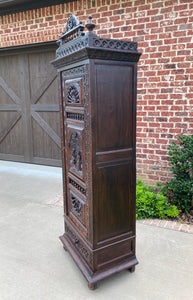 Antique French Breton Cabinet Cupboard Bonnetiere Armoire Wardrobe w Drawer Oak