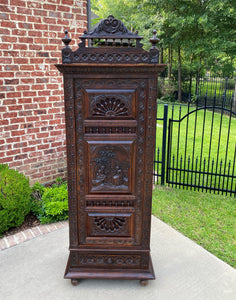 Antique French Breton Cabinet Cupboard Bonnetiere Armoire Wardrobe w Drawer Oak