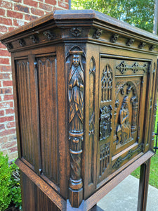 Antique French Cabinet Vestry Altar Wine Bar Sacristy Cabinet Gothic Oak Small