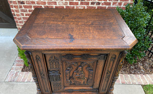 Antique French Cabinet Vestry Altar Wine Bar Sacristy Cabinet Gothic Oak Small