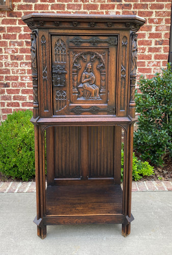 Antique French Cabinet Vestry Altar Wine Bar Sacristy Cabinet Gothic Oak Small