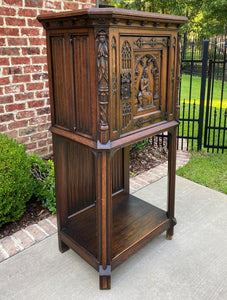 Antique French Cabinet Vestry Altar Wine Bar Sacristy Cabinet Gothic Oak Small