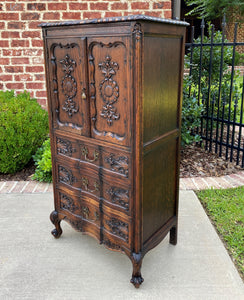 Antique French Chest Cabinet Over Drawers Louis XV Liege Petite Carved Oak 19thC