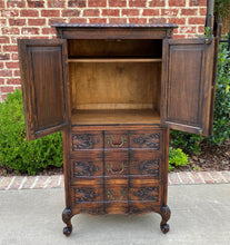 Load image into Gallery viewer, Antique French Chest Cabinet Over Drawers Louis XV Liege Petite Carved Oak 19thC