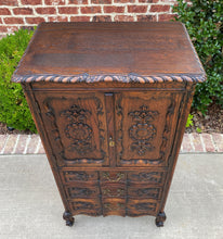 Load image into Gallery viewer, Antique French Chest Cabinet Over Drawers Louis XV Liege Petite Carved Oak 19thC