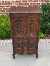 Load image into Gallery viewer, Antique French Chest Cabinet Over Drawers Louis XV Liege Petite Carved Oak 19thC