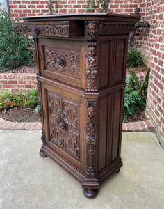 Antique French Lingerie Cabinet Chest Canted Corners Oak Renaissance Revival