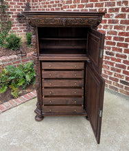 Load image into Gallery viewer, Antique French Lingerie Cabinet Chest Canted Corners Oak Renaissance Revival