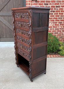 Antique French Victorian Era Chest of Drawers Campaign Wellington Cabinet Oak