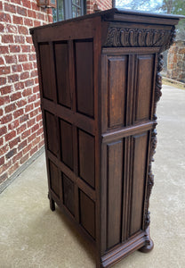 Antique French Lingerie Cabinet Chest Canted Corners Oak Renaissance Revival
