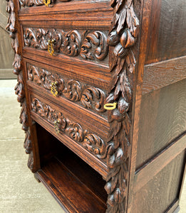 Antique French Victorian Era Chest of Drawers Campaign Wellington Cabinet Oak