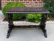 Load image into Gallery viewer, Antique French Renaissance Revival Coffee Table Bench Settee Marble Top Oak