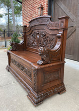 Load image into Gallery viewer, Antique Italian Bench Settee Hall Seat Foyer Renaissance Revival Walnut 19th C