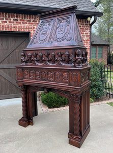 Antique French Fireplace Mantel Surround with Hood Oak Barley Twist Renaissance