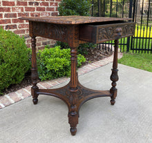 Load image into Gallery viewer, Antique English Side End Table Carved 2-Tier Nightstand Oak with Drawer Square