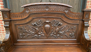 Antique Italian Bench Settee Hall Seat Foyer Renaissance Revival Walnut 19th C