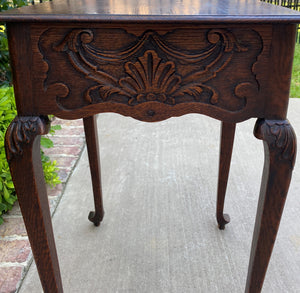 Antique French Occasional Table w Drawer Louis XV Nightstand Oak Petite Square