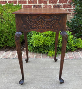 Antique French Occasional Table w Drawer Louis XV Nightstand Oak Petite Square