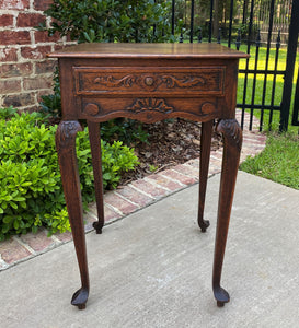 Antique French Occasional Table w Drawer Louis XV Nightstand Oak Petite Square