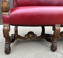 Load image into Gallery viewer, Antique Sofa Bench Settee Loveseat Chair Red Upholstery Oak Western Farmhouse