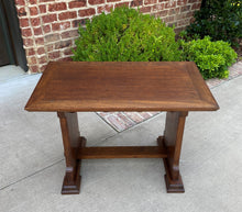 Load image into Gallery viewer, Antique French Gothic Revival Trestle Coffee Table Bench Settee Oak Petite