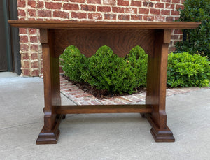 Antique French Gothic Revival Trestle Coffee Table Bench Settee Oak Petite