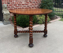 Load image into Gallery viewer, Antique English ROUND Table Barley Twist Table Renaissance Revival Burl Walnut