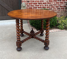 Load image into Gallery viewer, Antique English ROUND Table Barley Twist Table Renaissance Revival Burl Walnut