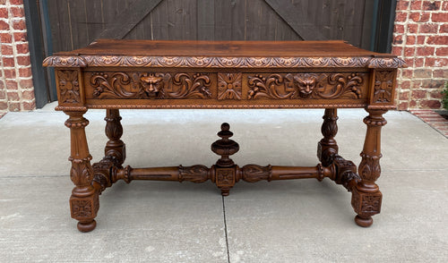 Antique French Partners Desk Writing Table Walnut Renaissance Conference Library