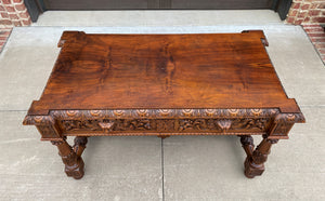 Antique French Partners Desk Writing Table Walnut Renaissance Conference Library