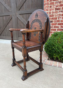 Antique English Monk's Chair Bench Oak Converts to Folding Table ROUND 19th C