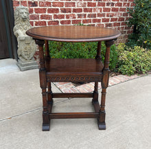 Load image into Gallery viewer, Antique English Monk&#39;s Chair Bench Oak Converts to Folding Table ROUND 19th C