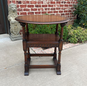 Antique English Monk's Chair Bench Oak Converts to Folding Table ROUND 19th C