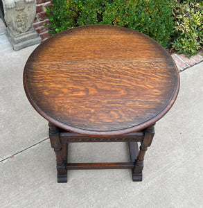 Antique English Monk's Chair Bench Oak Converts to Folding Table ROUND 19th C