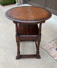 Load image into Gallery viewer, Antique English Monk&#39;s Chair Bench Oak Converts to Folding Table ROUND 19th C