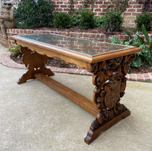 Load image into Gallery viewer, Antique French Coffee Table Renaissance Revival Cane Top Glass Walnut