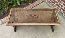 Load image into Gallery viewer, Antique French Coffee Table Renaissance Revival Cane Top Glass Walnut